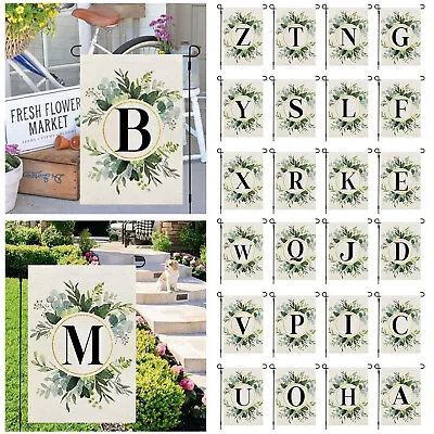 Monogram Letter Garden Flag Floral  For Outside Small Burlap Family Last Name • $7.48