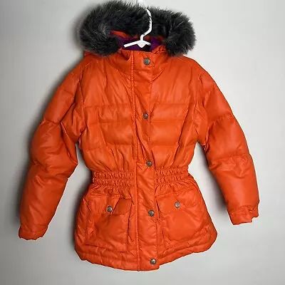 Hanna Andersson Girls Down Puffer Coat Size 120 6 Or 7 Ski Jacket Parka Hooded • $28