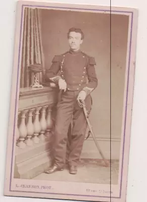 Vintage CDV French Military Man Soldier Uniform Sabre L Jeannon Phot M6 • $19.99