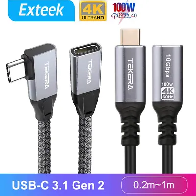 $15.95 • Buy USB 3.1 Type-C Extension Cable USB-C Male To Female Charging 100W 4K 10Gbps Cord