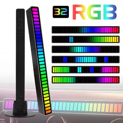 RGB 32 LED Car Atmosphere Strip Light Bar Music Sync Sound Control Rhythm Lamp • $9.98