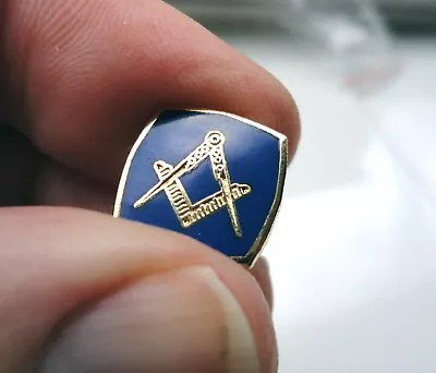 Small Freemason Masonic Lapel Pin Badge Square Compass Formal Blue Enamel / Gold • £4.99