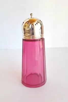 Vintage Cranberry Paneled Glass Sugar Shaker EPNS Victorian Muffineer  • $20