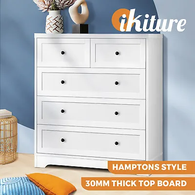 $199.90 • Buy Oikiture 5 Chest Of Drawers Tallboy Cabinet Dresser Storage Hamptons Furniture