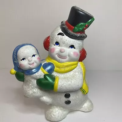 Vintage Frosty The Snowman Holding Baby Christmas Ceramic Hand Painted Hobbyist • $15.96