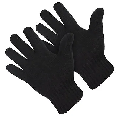 Men's Cold Weather Thermal Insulated Acrylic Rib Cuffed Black Gloves • $8.99