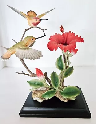 Maruri Allens HUMMINGBIRD W/Hibiscus Porcelain Figurine~1989~W/Stand~8 ~COA • $49.95