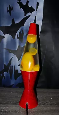 Vintage 1998 Lava Lamp #8 Original Red/Black Marble Design Base Yellow Lava • $80