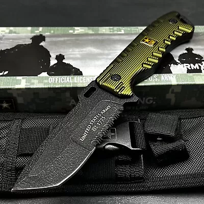 US ARMY OD Green Heavy Duty Fixed Blade Tactical Military Knife With Sheath • $0.99