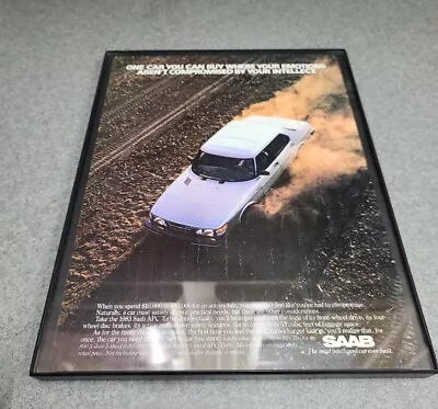 1982 SAAB 900 APC Turbo - Dirt Road - Classic Vintage Print Ad Framed 8.5x11  • $14.99