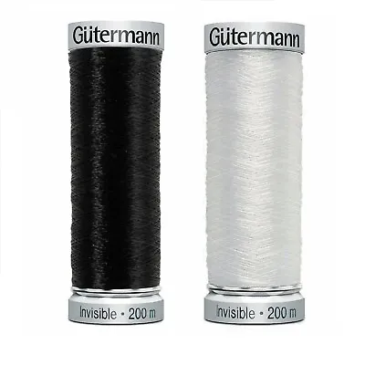 Gutermann Invisible Nylon Thread - 200 M Reel - Choice Of Clear Or Smoke • £4.48