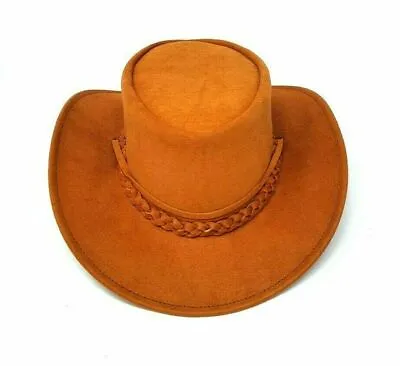 £11.99 • Buy Australian Western Style Cowboy Real Leather Bush Hat Chin Strap New Tan Brown