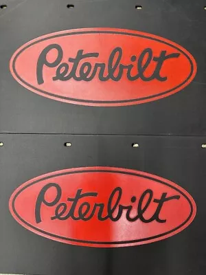 $59.99 • Buy Semi Truck Peterbuilt Front Mud Flaps  24x14 Black Red Logo (Pair)
