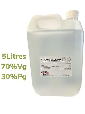  1 X 5 Litre 70% VG 30% Pg Vegetable Glycerine Propylene Glycol Mix EP/USP Grade • £31.99