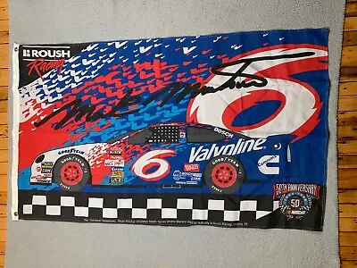 Vintage NASCAR Flag Banner Mark Martin 90s 1998 Roush Racing  2' 11  X 4' 11  • $12.99