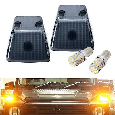 Matte Black Smoked Turn Signal Light Cover W/LED Bulbs For Mercedes W463 G-Class • $58.49