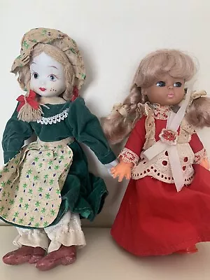 Vintage Dolls Set Of 2: 1 Is Hard Plastic Made In Hong Kong 1 Is Porcelain  • $20