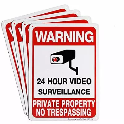 4-Pack Private Property No Trespassing Sign Video Surveillance Signs Outdoor  • $16.40
