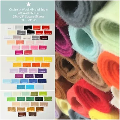£1.20 • Buy Craft Felt | Wool Mix And Soft Washable | 70+ Colours | 9 /22cm Square Sheets