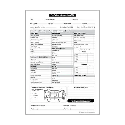 Pre Delivery Inspection PDI Book Pad A4 Used Car Invoice • £8.49