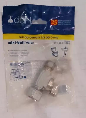 DAHL 5/8OD Comp X 3/8 OD Mini-Ball Stop Valve 5/8  O.D. X 3/8 O.D. 111-33-31-BAG • $18