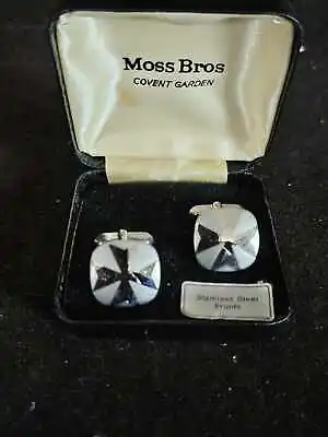 Vintage Knights Templar Maltese Cross Stainless Steel Cuff Links • $26.21