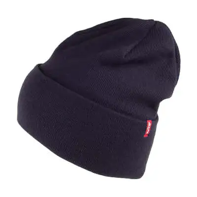 Levi's Hats New Slouchy Beanie Hat With Red Tab Detail - Navy Blue • £19.95