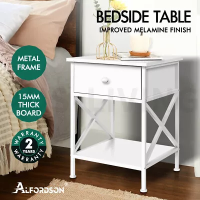 ALFORDSON Bedside Table RGB LED Nightstand 2/3 Drawers Side Table Storage • $74.79