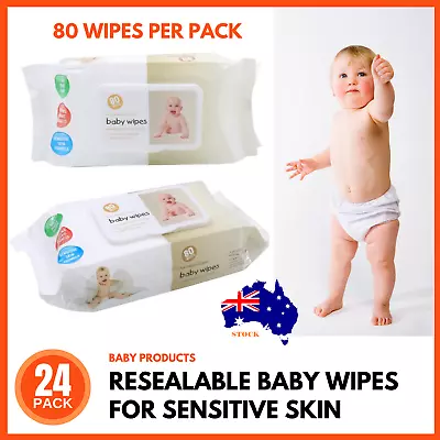 24 X BABY WIPES ORGANIC SENSITIVE SKIN FORMULA Wet Wipes Portable Resealable • $89.95