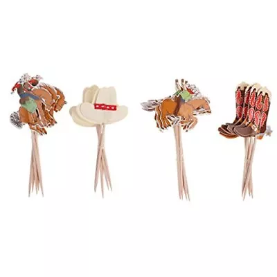 48 Pack Western Cowboy Cupcake Toppers Picks Cake Decorations For Birthday Pa... • $18.55