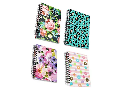 A6 Wiro Notebook Hard Back Flowers Donuts Binder Note Pad 160 Lined Paper Pages • £4.49