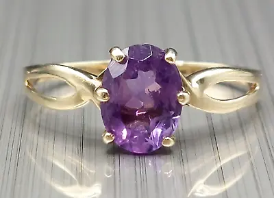 Vintage 9ct Gold Amethyst Solitaire Ring Size O 1/2 • $174.07