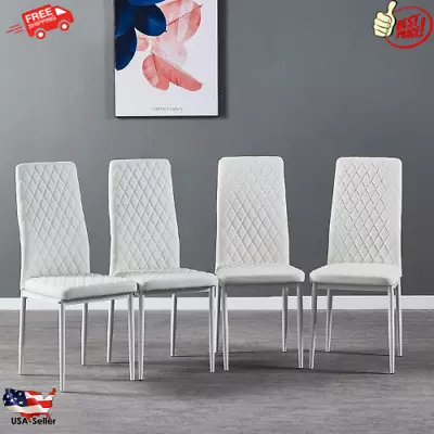 Dining Chair Diamond Grid Fireproof Leather Sprayed Modern Minimalist White • $154.69