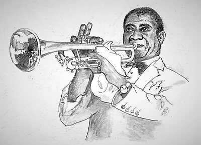 Jazz Trumpet Artist New Orleans Jazz Player Trumpet Wall Decor Trumpet Art • $35