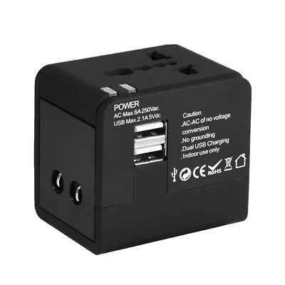 $13.99 • Buy Universal International Travel Adapter 2 USB Power Plug Charger Converter Socket