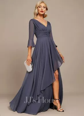 JJ's House A-Line V-Neck Chiffon Mother Of The Bride/Groom Dress Size 6 ~ Blue • $89.99