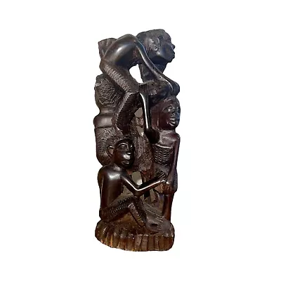 African Makonde Tree Of Life Hand Carved Ebony Wood Statue 8 Inches • $69