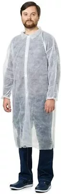 Disposable Lab Coat Protective Sanitary Gown White Medical Unisex Labcoats 30/PK • $55