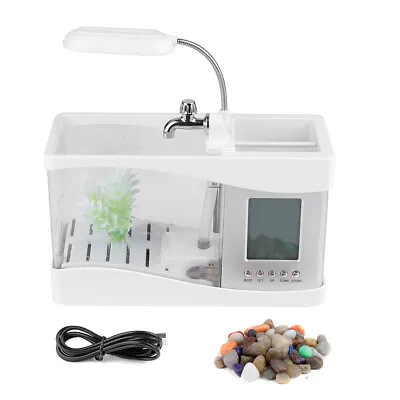 US Multifunctional USB Rechargeable Mini Fish Tank Aquarium With Clock Function • $36.19