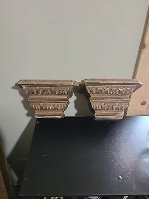 Pair Or 2 Vintage Hand Carved Wood Shelf Sconce • $50