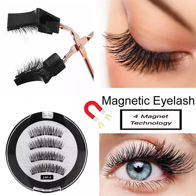 Professional Magnetic Eyelashes Fake False Lashes Set + Applicator Full Kit Set • £2.99