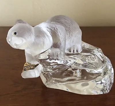 Igor Carl Fabergé Crystal Polar Bear Fishing On An Iceberg Figurine Signed 1988 • $61.12