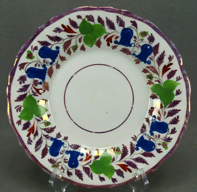 $50 • Buy British Pink Luster 767 Enameled Blue Bell Flowers Soft Paste 8 5/8 Inch Plate