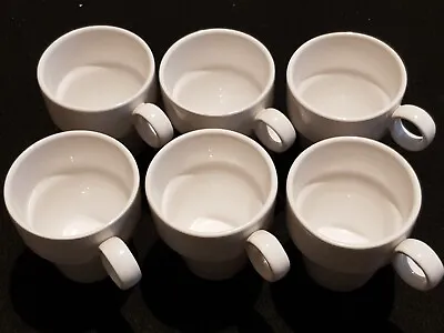 £3 • Buy 6 Neatly Stackable White Coffee Mugs Tea Cups *Very Good* (Stockton)