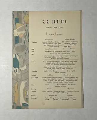 1939 SS Lurline Luncheon Menu - Matson Line • $12.45