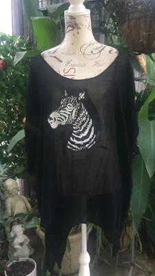 $24.95 • Buy Black Sheer Zebra Top Size XL May Fit (20-22) See Measurements