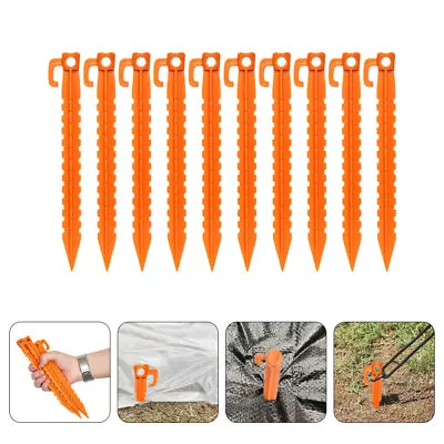  10 Pcs Ground Nail Stake Heavy Duty Tent Stakes Pegs Fixed Hook • £10.06