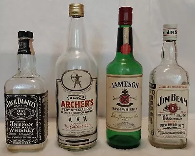 Vintage WHISKY Bottles (4 Bottles) - JIM BEAM JACK DANIELS - Spirits Alcohol • $99