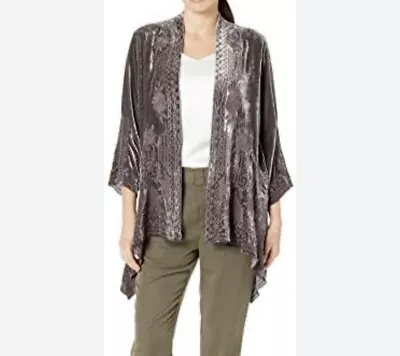 Johnny Was Danella Velvet Draped Cardigan Small - Colour Graphite $598 Brand New • $80