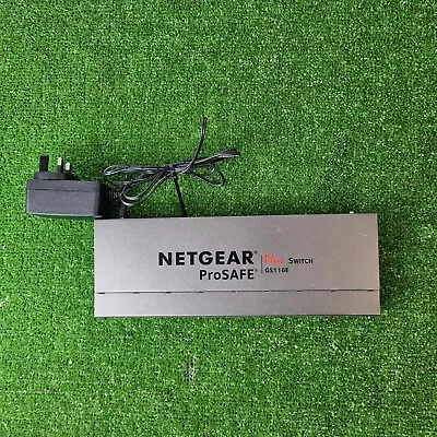 NETGEAR ProSafe Plus 16-Port Gigabit Ethernet Managed Switch GS116Ev2 W/ Adapter • £39.99